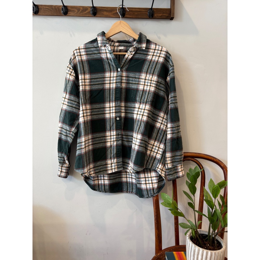Old Navy Forest Green Plaid Flannel Button Down Shirt